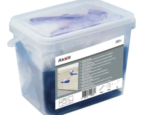 Akkit Nivelliersystem Starterset mit 100 Keile, 100 Zuglaschen und Zange 1,5 mm Fugenabstand und Fliesenstärke 3-12 mm
