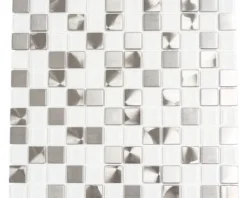 Aluminiummosaik XAM A441 weiß/silber glänzend 32,7x30,2 cm