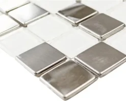 Aluminiummosaik XAM A441 weiß/silber glänzend 32,7x30,2 cm