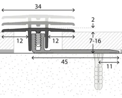 Übergangsprofil Aluminium Edelstahloptik eloxiert 13x34x1000 mm