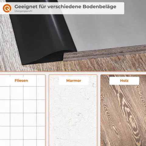 Übergangsprofil Selbstklebend 50mm x 7mm,PVC Übergangsleiste, Höhenausgleich - 2 Meter, Grau