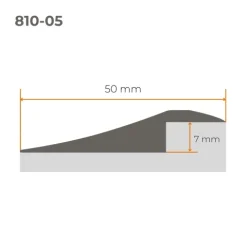 Übergangsprofil Selbstklebend 50mm x 7mm,PVC Übergangsleiste, Höhenausgleich - 2 Meter, Grau