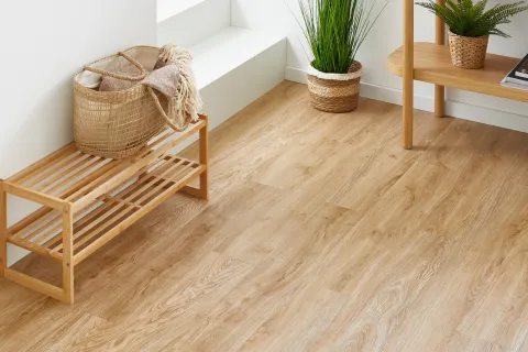 Designboden selbstklebend Designplanke 15,24 cm x 91,44 cm in Eichenoptik Hell