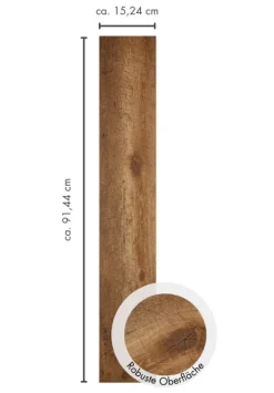 Designboden selbstklebend Designplanke 15,24 cm x 91,44 cm in Rustikal Braun