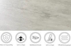 Designboden selbstklebende Designfliesen 30,48 cm x 60,96 cm in Betonoptik Grau
