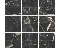 Feinsteinzeugmosaik Marquina gold poliert 29,7 x 29,7 cm