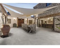 Feinsteinzeug Terrassenplatte Alpen Grigio rektifizierte Kante 80 cm x 80 cm x 2 cm