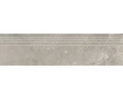 Feinsteinzeug Treppenstufe Anden 29,5 x 120 x 0,9 cm Natural matt grau R9