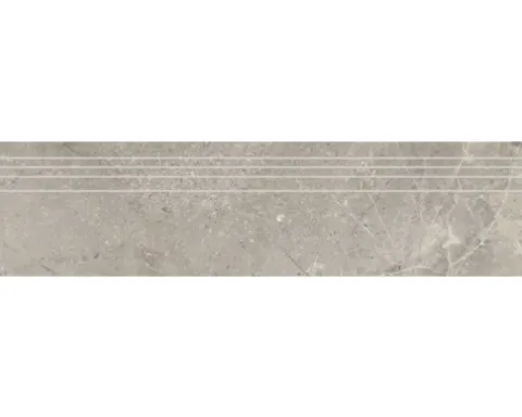 Feinsteinzeug Treppenstufe Anden 29,5 x 120 x 0,9 cm Natural matt grau R9