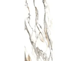 Feinsteinzeug Wand- und Bodenfliese Calacatta 279,7 x 119,7 x 0,6 cm gold matt rektifiziert