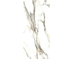 Feinsteinzeug Wand- und Bodenfliese Calacatta 279,7 x 119,7 x 0,6 cm gold matt rektifiziert