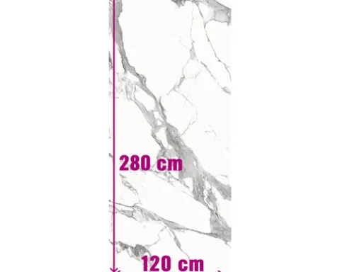 Feinsteinzeug Wand- und Bodenfliese Calacatta 279,7 x 119,7 x 0,6 cm white matt rektifiziert