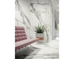 Feinsteinzeug Wand- und Bodenfliese Calacatta 279,7 x 119,7 x 0,6 cm white matt rektifiziert