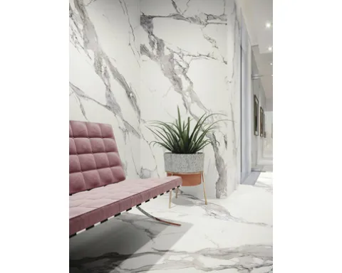 Feinsteinzeug Wand- und Bodenfliese Calacatta 279,7 x 119,7 x 0,6 cm white matt rektifiziert