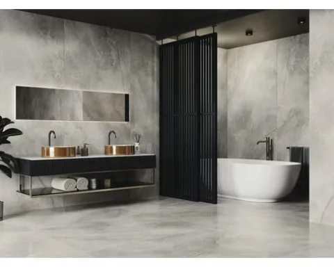 Feinsteinzeug Wand- und Bodenfliese Lido 279,7 x 119,7 cm silver poliert