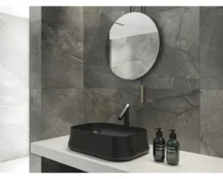 Feinsteinzeug Wand- und Bodenfliese Lido 119,7 x 119,7 x 0,8 cm graphit matt rektifiziert (Nenngröße 120x120 cm)