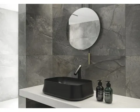 Feinsteinzeug Wand- und Bodenfliese Lido 119,7 x 119,7 x 0,8 cm graphit matt rektifiziert (Nenngröße 120x120 cm)