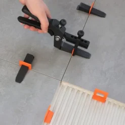 Fliesen Nivelliersystem Zuglaschen für 1 mm Fugenbreite, 1 Beutel (400 Stück +40 Stück Gratis), Kunststoff, orange