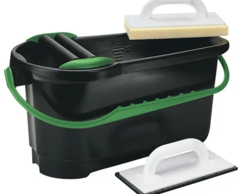 Fliesen-Waschset m. Rollen 24 L inkl. Wascheimer, Fliesenwaschbrett, Fugenbrett