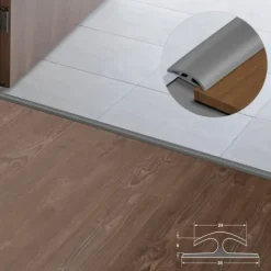 FLOORDIREKT Doppeleinfassleiste Übergangsprofil Jersey Selbstklebend 24 x 35 mm Grau