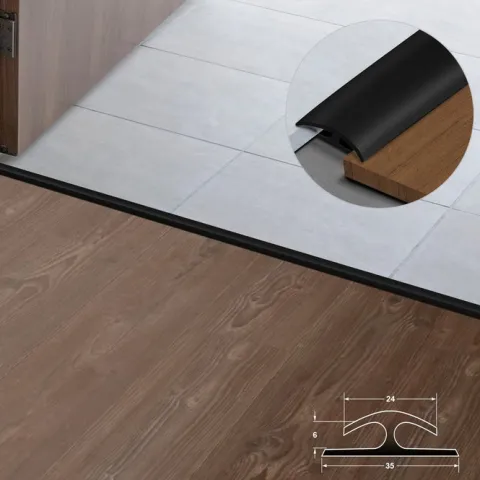 FLOORDIREKT Doppeleinfassleiste Übergangsprofil Jersey Selbstklebend 24 x 35 mm Schwarz