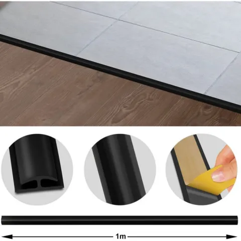 FLOORDIREKT Doppeleinfassleiste Übergangsprofil Jersey Selbstklebend 24 x 35 mm Schwarz