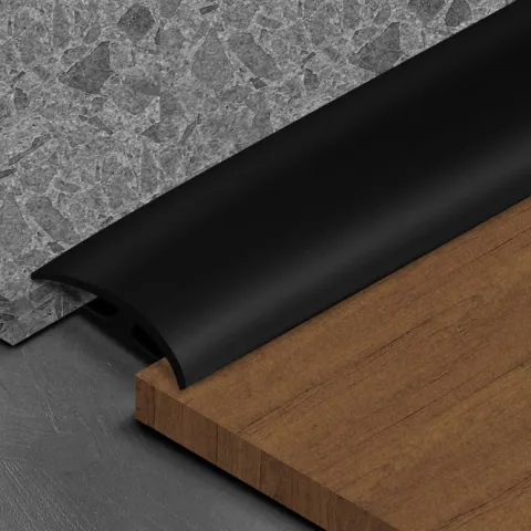 FLOORDIREKT Doppeleinfassleiste Übergangsprofil Jersey Selbstklebend 24 x 35 mm Schwarz