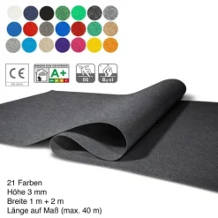 Floordirekt Event- und Messeteppich Sintra - Rollenware - Pflegeleichter Gangläufer - Dunkelgrau - 200 x 3000 cm