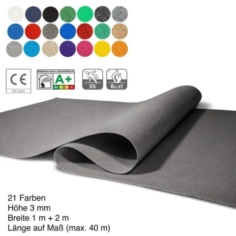 Floordirekt Event- und Messeteppich Sintra - Rollenware - Pflegeleichter Gangläufer - Grau - 200 x 3000 cm