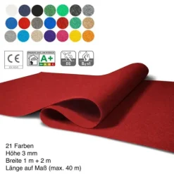 Floordirekt Event- und Messeteppich Sintra - Rollenware - Pflegeleichter Gangläufer - Rot meliert - 200 x 3000 cm
