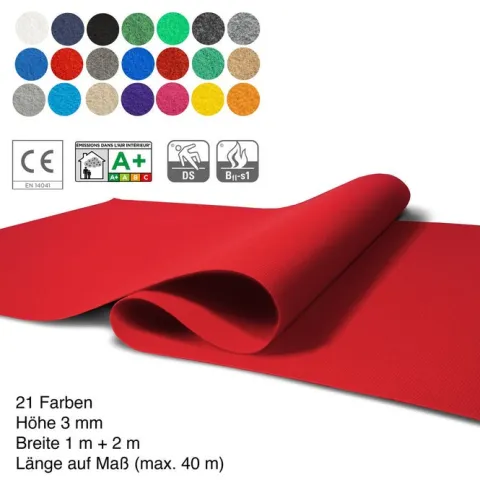 Floordirekt Event- und Messeteppich Sintra - Rollenware - Pflegeleichter Gangläufer - Rot - 200 x 3000 cm