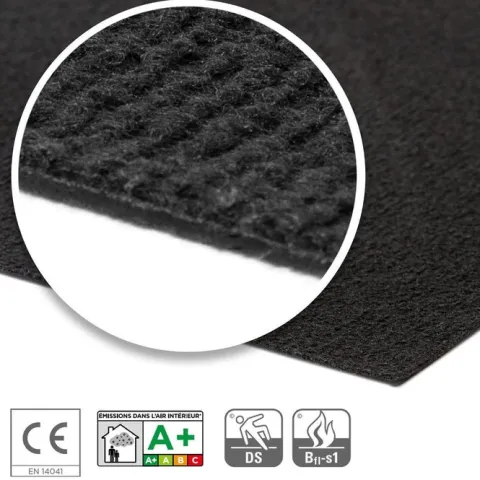 Floordirekt Event- und Messeteppich Sintra - Rollenware - Pflegeleichter Gangläufer - Schwarz - 200 x 3000 cm