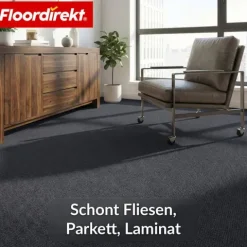 Floordirekt Nadelfilz-Teppich Malta - Rollenware - Bodenbelag aus Nadelvlies - Anthrazit - 200 x 3000 cm