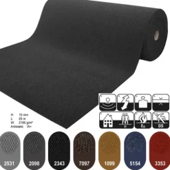 Floordirekt Schmutzfangmatte Hong Kong - Individuell einsetzbar - Rutschfest - Anthrazit - 200 x 1500 cm