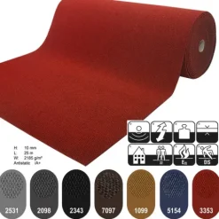 Floordirekt Schmutzfangmatte Hong Kong - Individuell einsetzbar - Rutschfest - Rot - 200 x 1500 cm