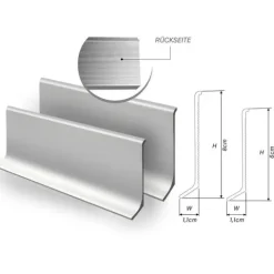 FLOORDIREKT Sockelleiste Aluminium - KWS 608 - Höhe: 8 cm - Länge: 1,90m