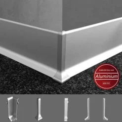 FLOORDIREKT Sockelleiste Aluminium - KWS 608 - Höhe: 8 cm - Länge: 1,90m