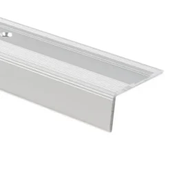 FLOORDIREKT Stufenkantenprofil Glory - Vorgebohrt - L-Form - Silber - 3,6 x 1,7 x 134 cm