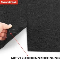 FLOORDIREKT Teppichfliese Moscow - Selbstliegend - 50 x 50 cm - Anthrazit