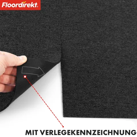 FLOORDIREKT Teppichfliese Moscow - Selbstliegend - 50 x 50 cm - Anthrazit