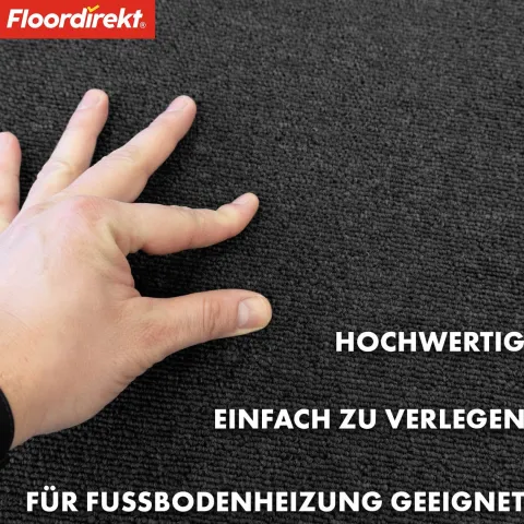 FLOORDIREKT Teppichfliese Moscow - Selbstliegend - 50 x 50 cm - Anthrazit