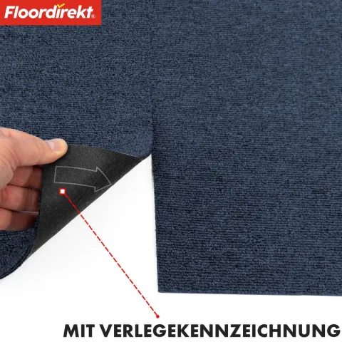 FLOORDIREKT Teppichfliese Moscow - Selbstliegend - 50 x 50 cm - Blau