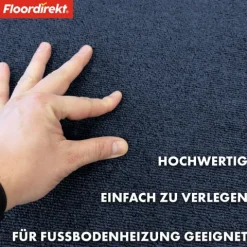 FLOORDIREKT Teppichfliese Moscow - Selbstliegend - 50 x 50 cm - Blau