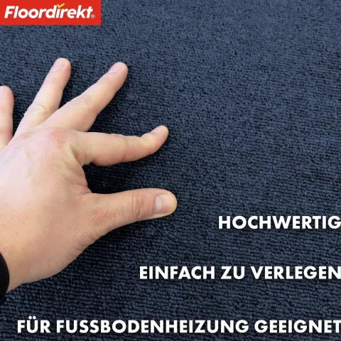 FLOORDIREKT Teppichfliese Moscow - Selbstliegend - 50 x 50 cm - Blau