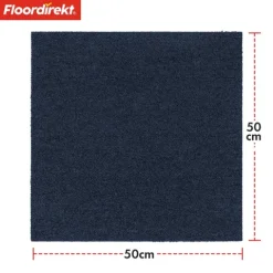 FLOORDIREKT Teppichfliese Moscow - Selbstliegend - 50 x 50 cm - Blau