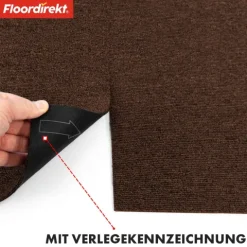 FLOORDIREKT Teppichfliese Moscow - Selbstliegend - 50 x 50 cm - Dunkelbraun