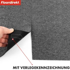 FLOORDIREKT Teppichfliese Moscow - Selbstliegend - 50 x 50 cm - Dunkelgrau