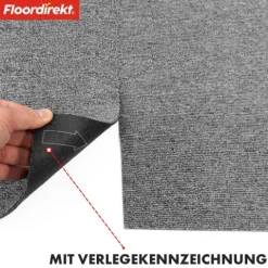 FLOORDIREKT Teppichfliese Moscow - Selbstliegend - 50 x 50 cm - Grau