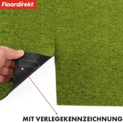 FLOORDIREKT Teppichfliese Moscow - Selbstliegend - 50 x 50 cm - Grün