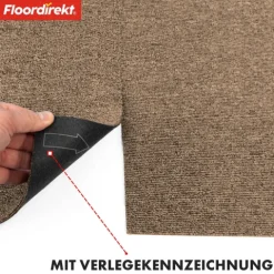 FLOORDIREKT Teppichfliese Moscow - Selbstliegend - 50 x 50 cm - Hellbraun
